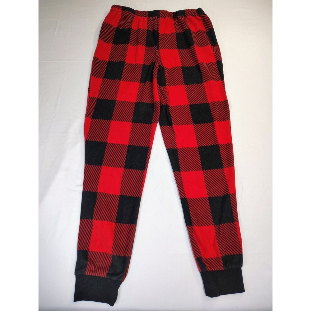 Holiday Time Sz M Red Black Buffalo Plaid Fleece Pajama Pants Christmas - Picture 14 of 14
